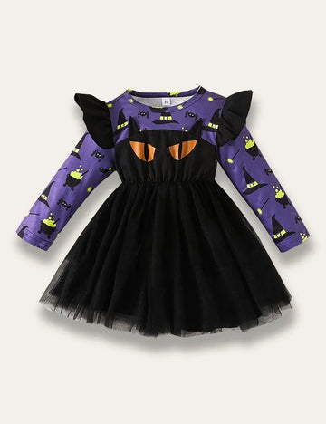 Halloween Long Sleeve Mesh Dress - Mini Berni